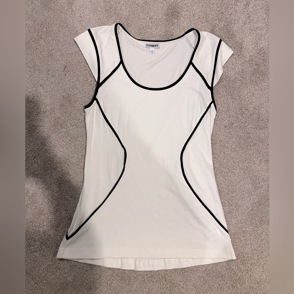Express White and Black Short Sleeve Tee